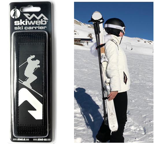 Black/Red Ski Carrier Strap Hands Free Shoulder Sling Tote Padded Easy to Carry Adjustable for Adults & Children 