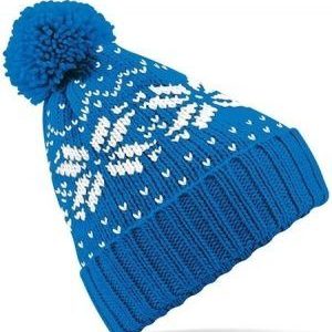 Snowflake Kids Bobble Hat - Blue-0