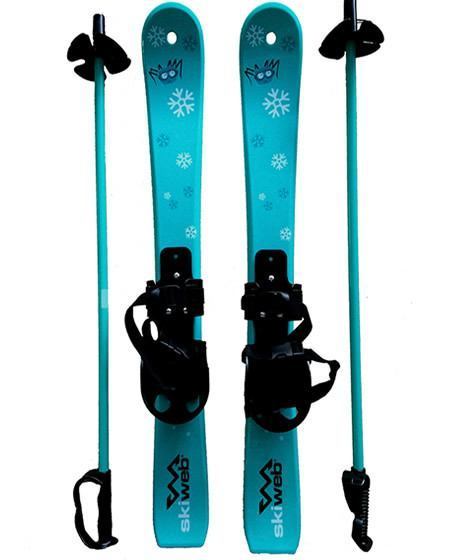Kids Plastic Snow Skis & Poles - Age 2 - 4 - Free